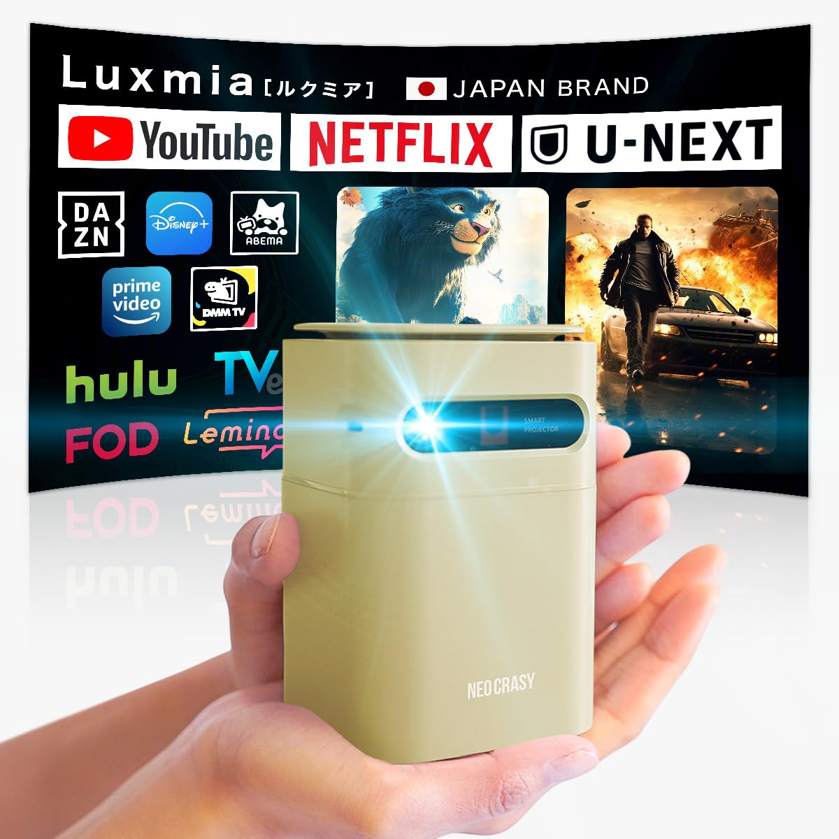 NEOCRASY モバイルプロジェクター ペールグリーン Amazon.co.jp: NEOCRASY プロジェクター 小型 Luxmia 【2025年